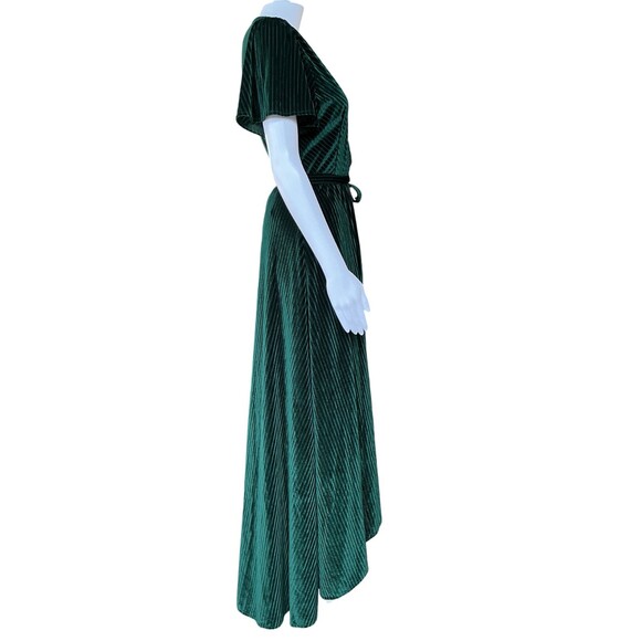 Baltic Born Andi Ribbed Velvet Wrap Maxi Dress sz M Holiday Event Emerald Green - Picture 5 of 11